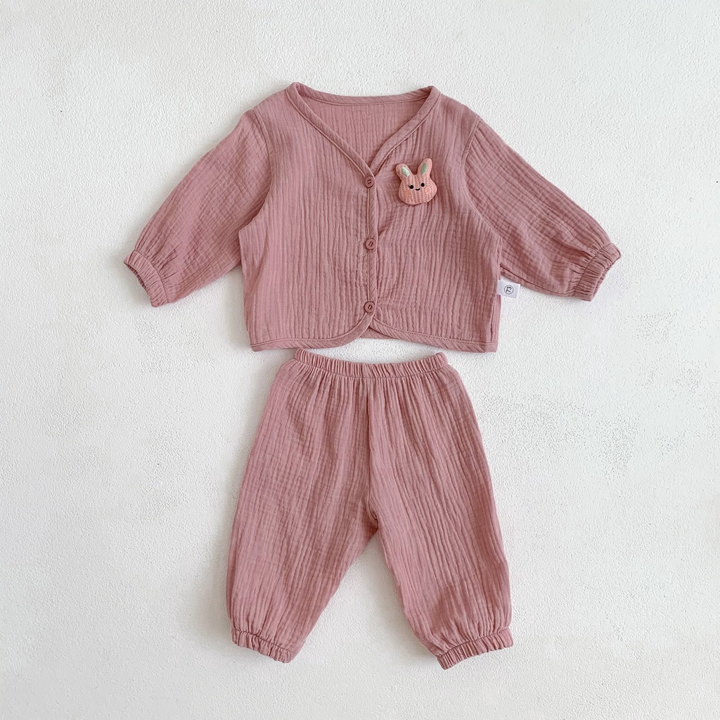 Bộ Đồ Ngủ Tay Dài + Quần Dài Vải Cotton Mềm Mại Thời Trang Xinh Xắn Dành Cho Bé
