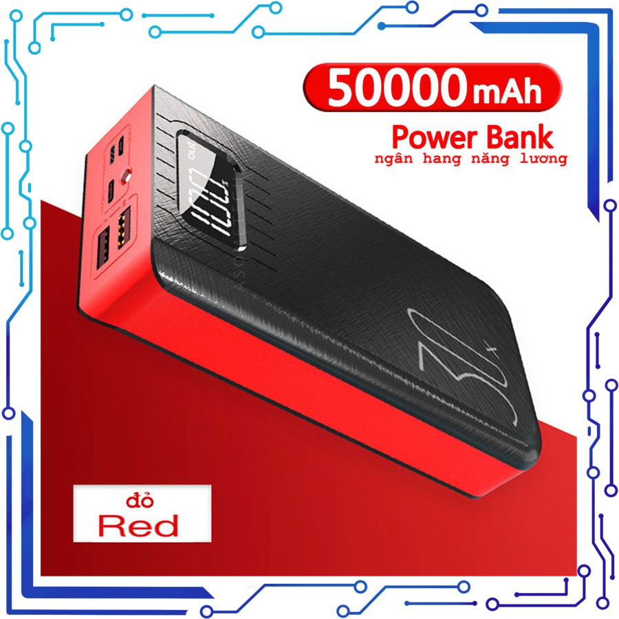 Power bank Pin dự phòng dung lượng đầy 50000mah kép USB di động sạc nhanh màn hình kỹ thuật số nguồn điện di động pin