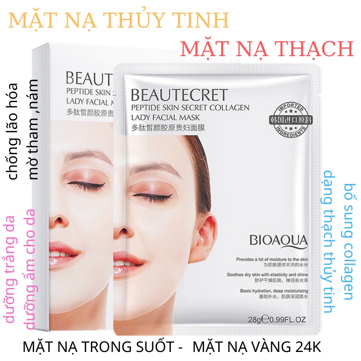 Mặt Nạ Thạch Thủy Tinh Trong Suốt Bioaqua Dưỡng Trắng Dưỡng Ẩm Cho Da Mặt Da Dầu Mụn Mặt Nạ Vàng 24k Nội Địa Trung