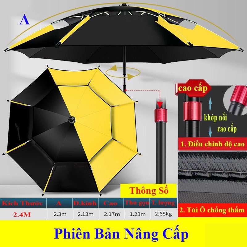 Ô Câu Cá YUZHIYUAN - Ô Dù Dã Ngoại Che Nắng Mưa 2 Màu Với Công Nghệ Phủ 5 Lớp Cao Cấp KK-28