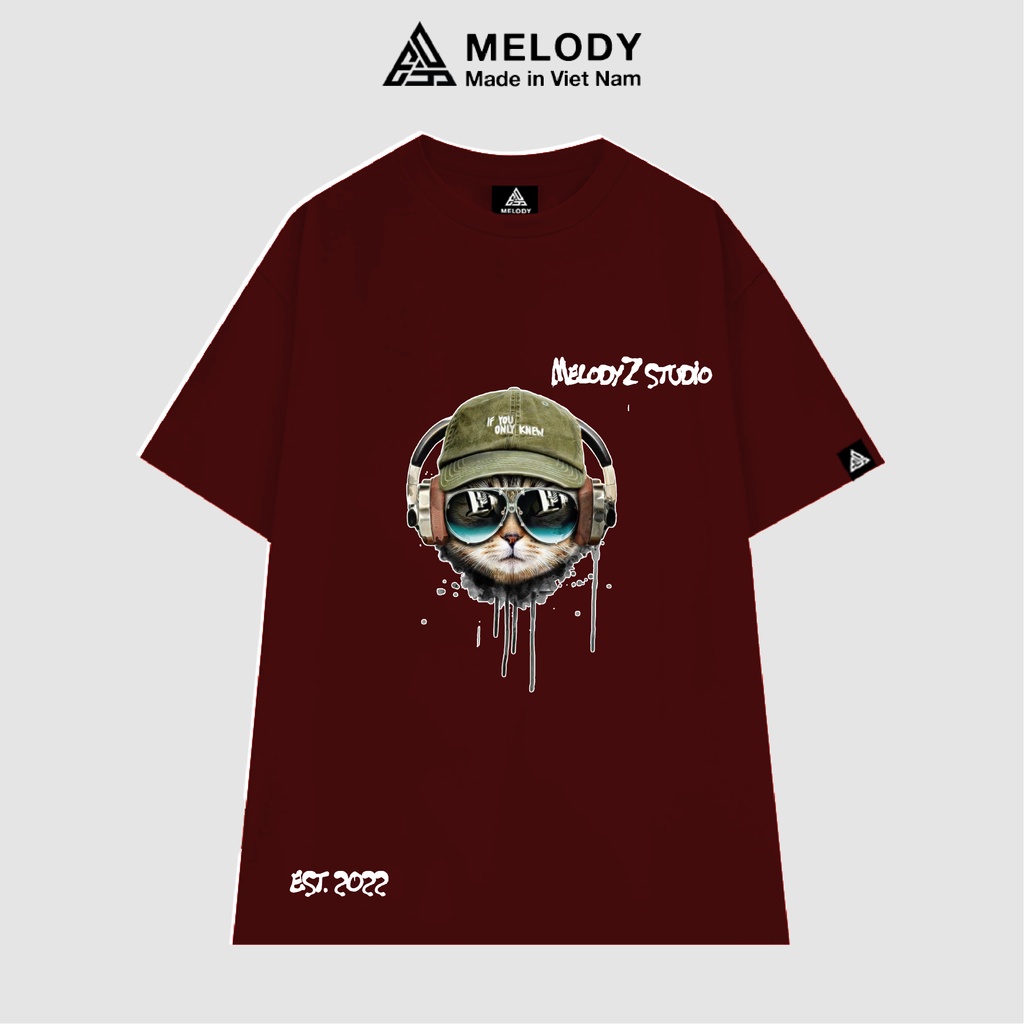 Áo Thun Unisex CoolCat Tee Local Brand MelodyZ, Áo Phông Nam Nữ Tay Lỡ Form Rộng Oversize Cotton 100%