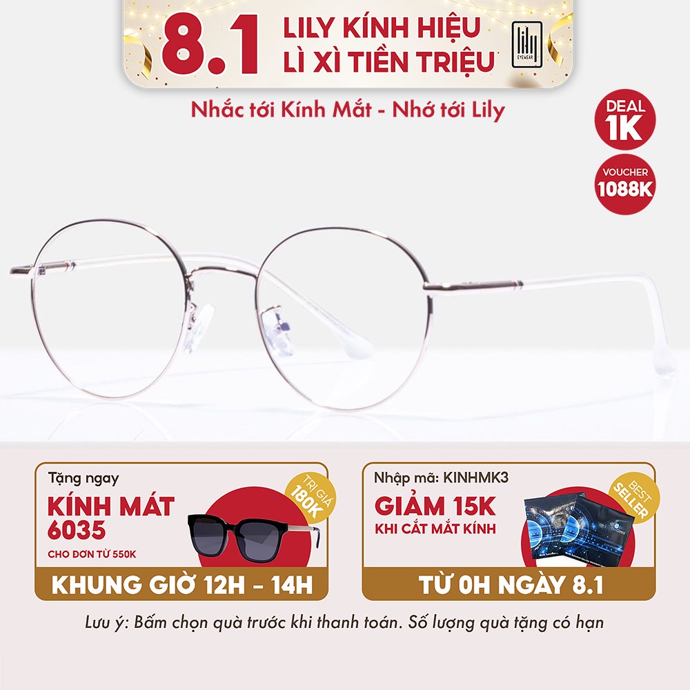 Gọng kính kim loại mắt tròn nam nữ Lilyeyewear phù hợp mặt nhỏ càng kính nhẹ nhàng màu sắc thời...