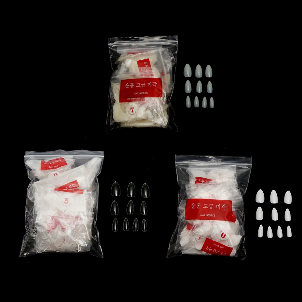 Bộ 500 Móng Tay Giả Đầu Nhọn Hình Bầu Dục Dùng Nối Dài Móng DIY