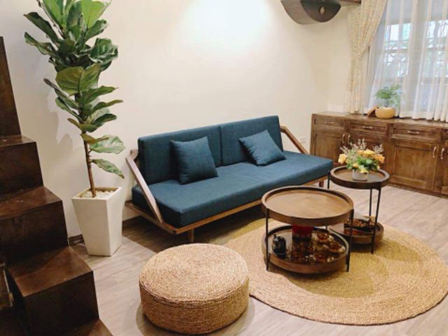 Thảm lục bình, thảm cói tròn trải sàn hàng xuất khẩu loại 1 Hưng Phúc size 1m