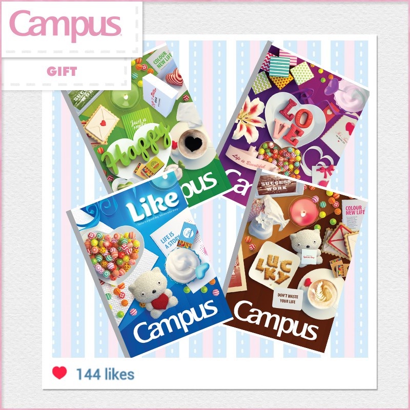 Lốc 10 quyển vở kẻ ngang Campus 200 Trang Gift tập kẻ ngang có gáy in hình dễ thương ANKICO