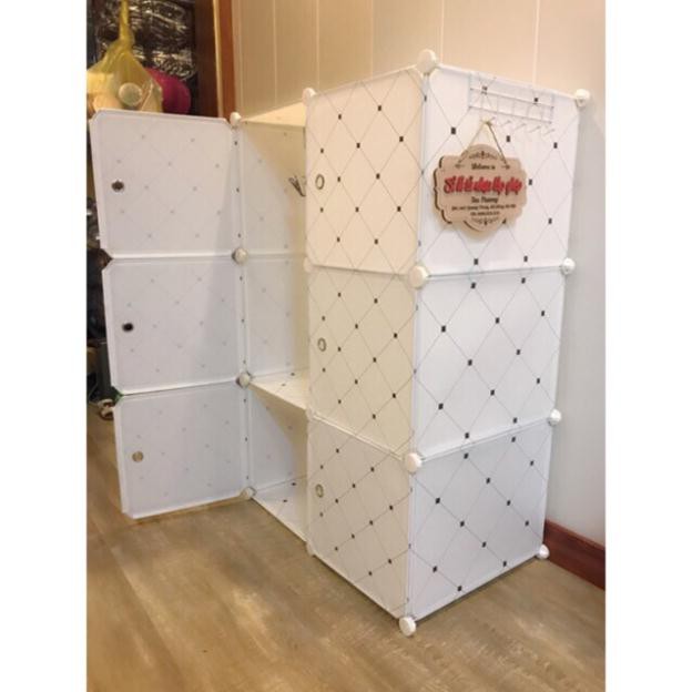Tủ nhựa ghép- tủ quần áo 6 ô Size 37x37cm. Tặng kèm 1 treo đồ và 1 móc cài sườn tủ siêu tiện ích.