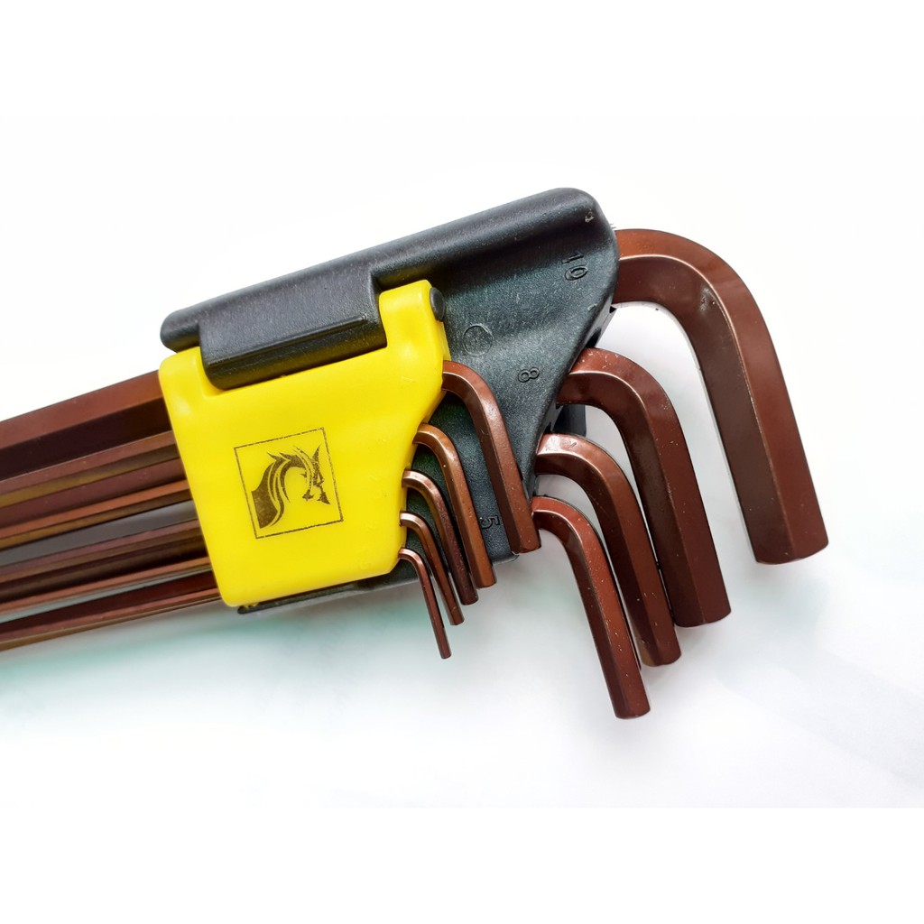 Bộ lục giác 9 cây có đầu bi, độ cứng HRC 50-55 hiệu LS+ cao cấp đa năng 1.5 - 10mm EXTRA LONG HEX KEY SET