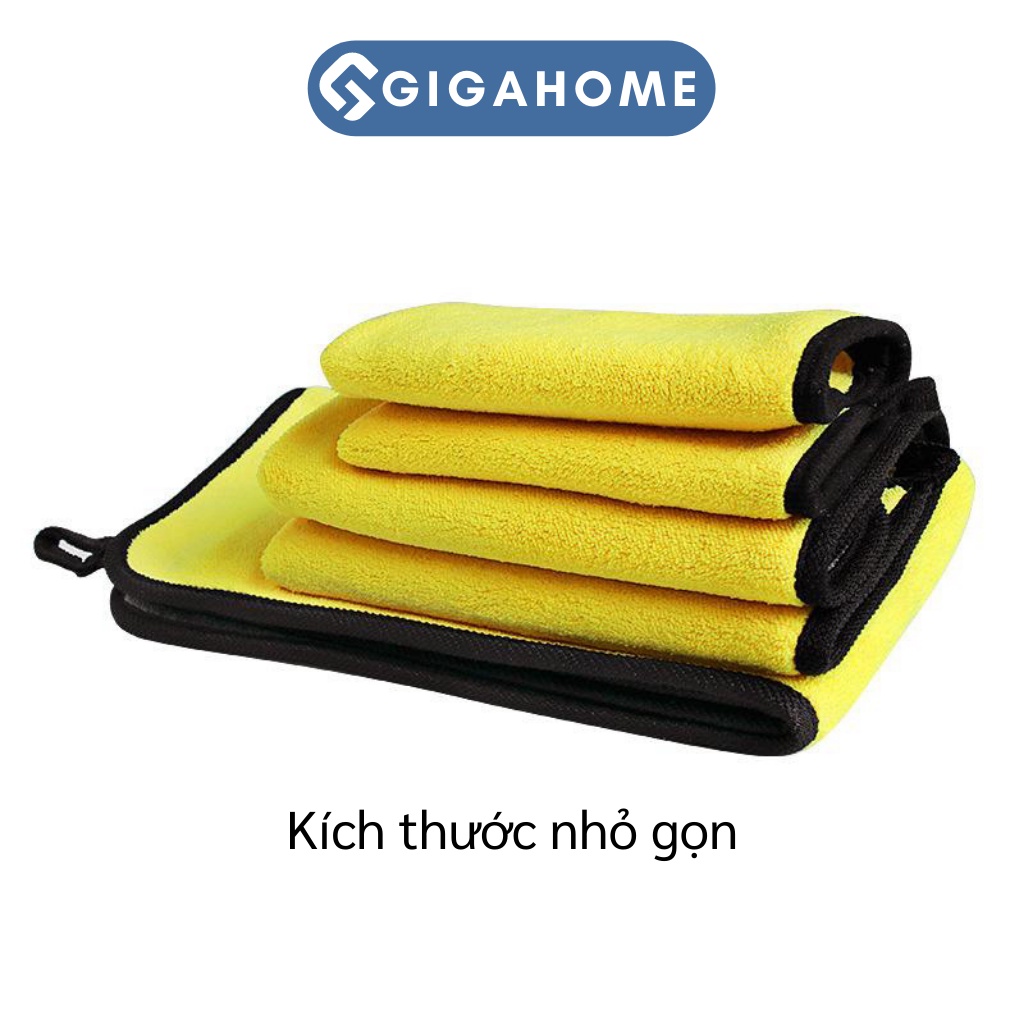 Khăn Lau Ô Tô, Lau Bếp GGISHOME Màu Vàng 2 Lớp Cao Cấp, Siêu Thấm Hút 38x45cm 7686