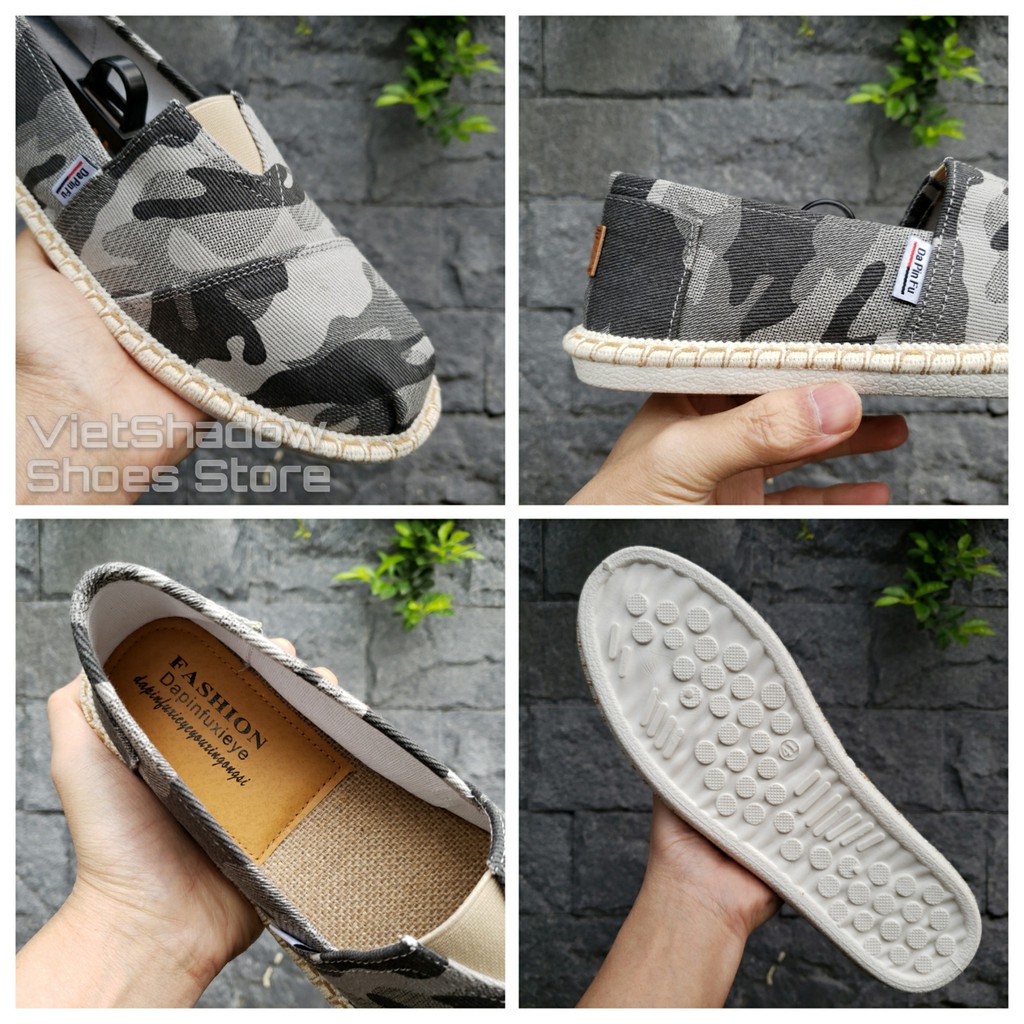 Slip on nam - Giày lười vải nam cao cấp - Vải thô màu rằn ri xám đậm và xám nhạt - Mã SP 2930 | BigBuy360 - bigbuy360.vn