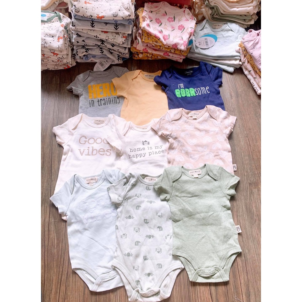 Bodysuit tay ngắn bé trai vải cotton organic mềm mát