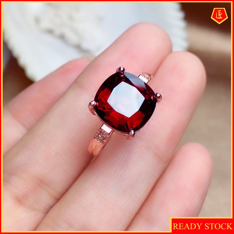 Nhẫn nữ Moissanite đính đá Garnet