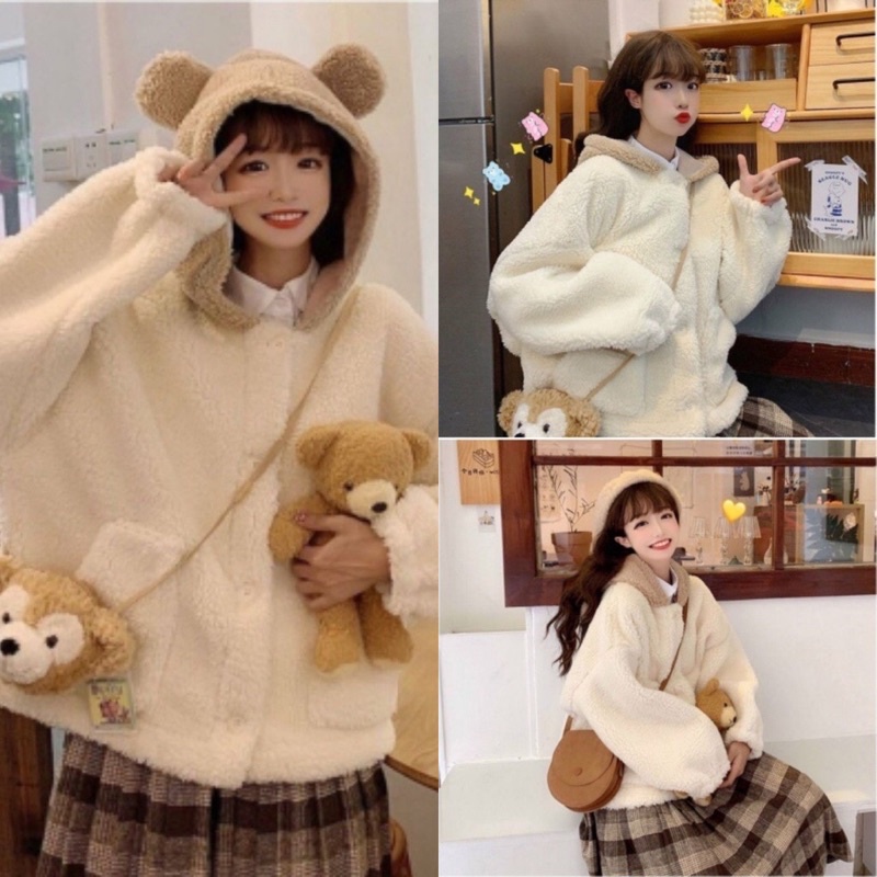 Áo khoác lông cừu tai gấu | BigBuy360 - bigbuy360.vn