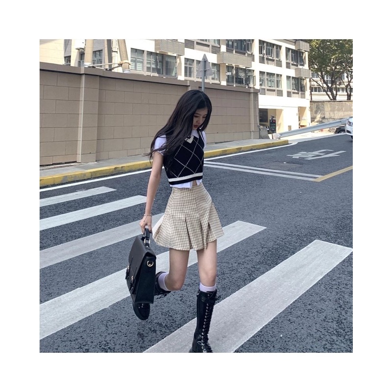 Áo len gile jennie áo croptop phong cách học sinh Hàn Quốc B225