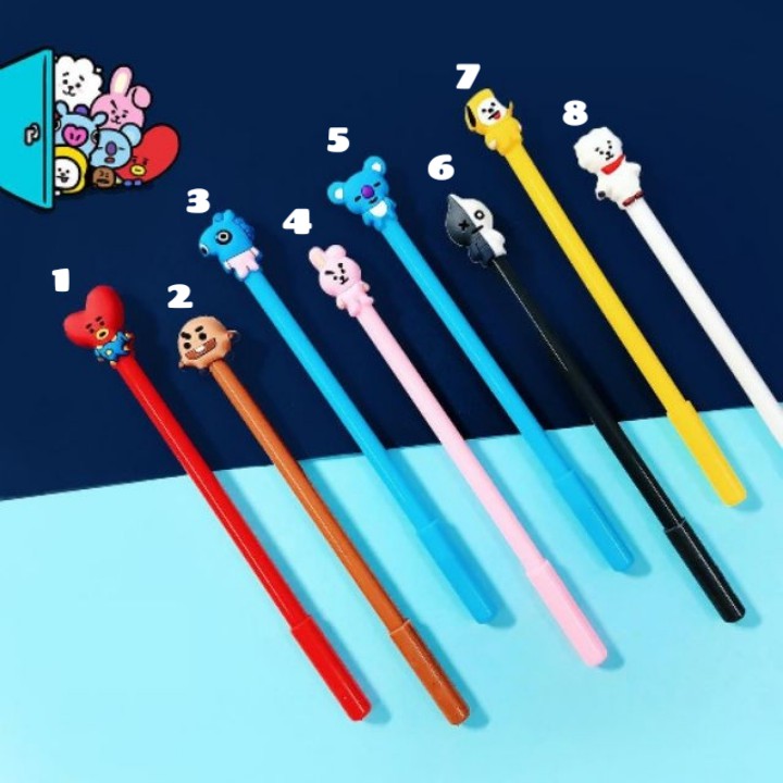 Bút BT21 BTS , Bút Mực Gel Xanh Hình BT21 BTS