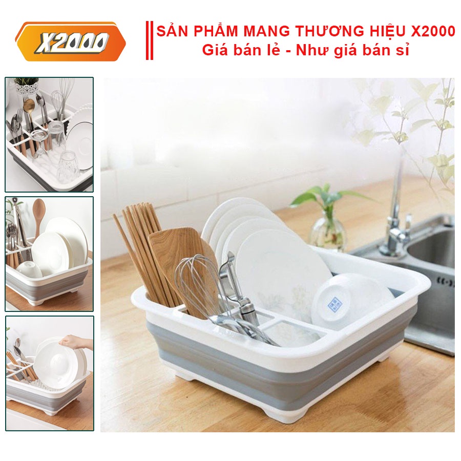 Giá đựng bát đĩa đa năng, Kệ bát đĩa để bàn bằng nhựa gấp gọn tiện dụng tiết kiệm diện tích