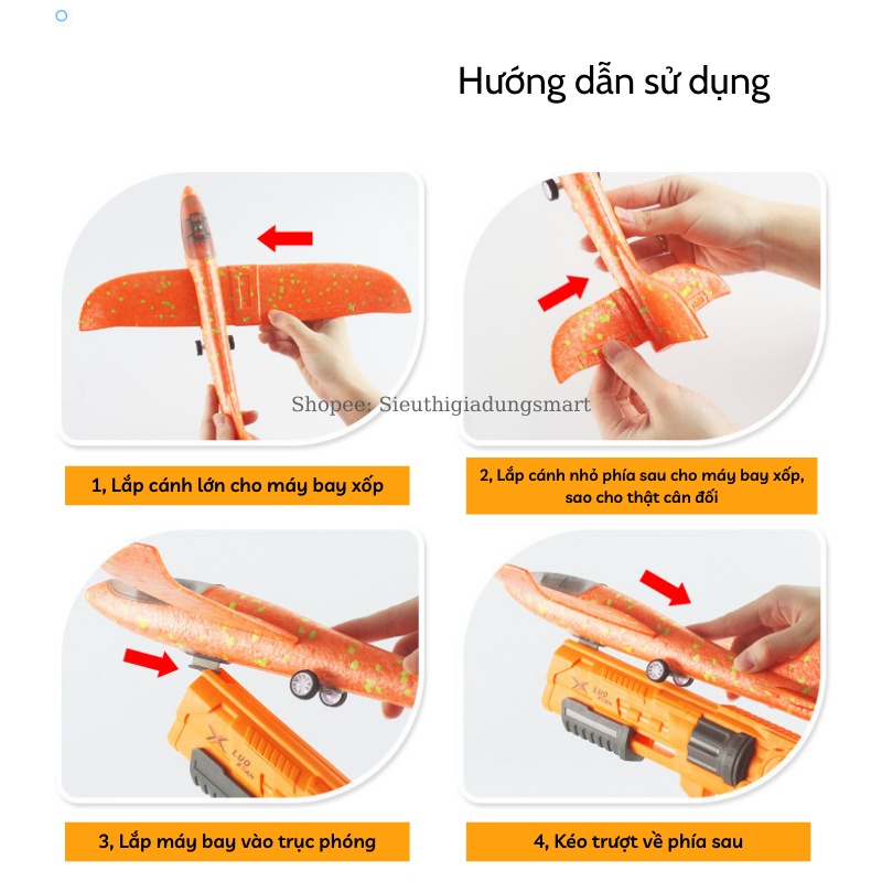 Đồ chơi súng bắn máy bay xốp phóng vọt loại to có đèn