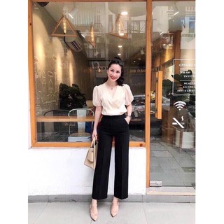 quần ống rộng khoá sườn