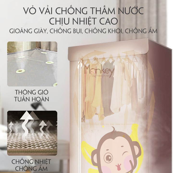 Tủ sấy quần áo khử khuẩn nhanh khô, máy sấy quần áo cao cấp có điều khiển từ xa, gấp gọn sau khi sử dụng