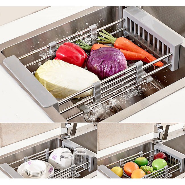 KHAY INOX GẤP GỌN BỒN RỬA THÔNG MINH ĐỂ BỒN RỬA BÁT, CHÉN