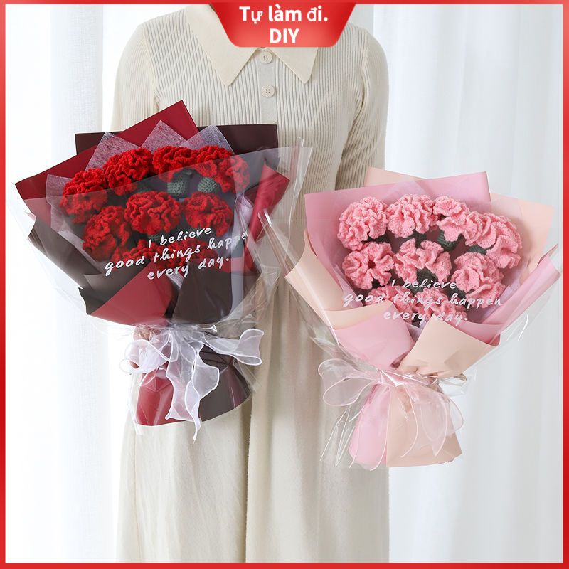 [DIY]Tự làm bó hoa dệt tay, hoa giả, bộ nguyên liệu tự làm#hoa len#đan len handmade#đồ tự làm#hoa bằng len#hoa đan len