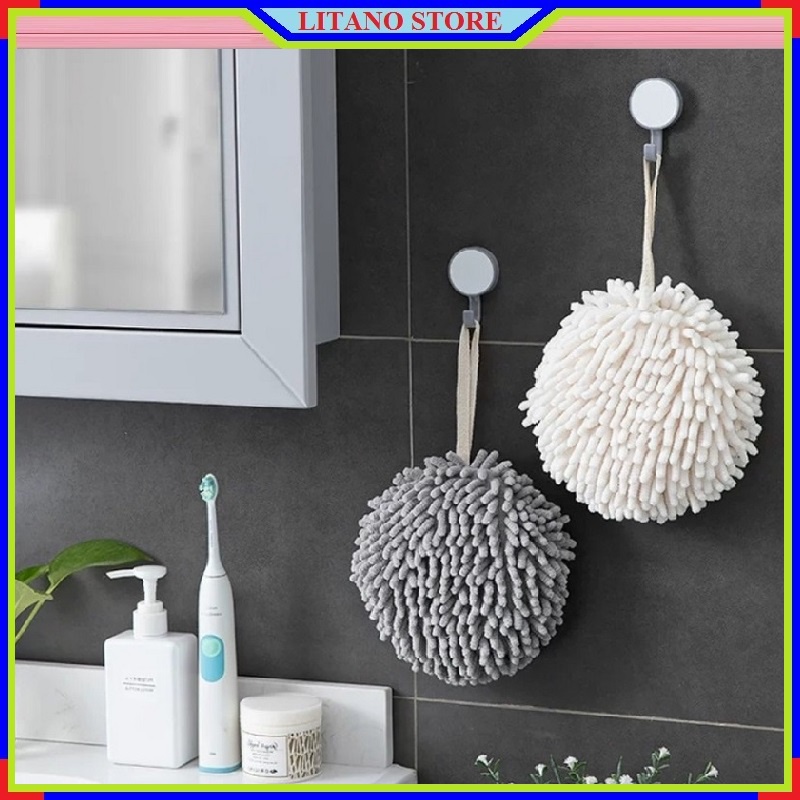 Khăn Lau Tay Nhà Bếp Thấm Hút Tốt Nhanh Khô Tiện Dụng Hình Bông Tròn - Tặng 1 Móc Dán Tường
