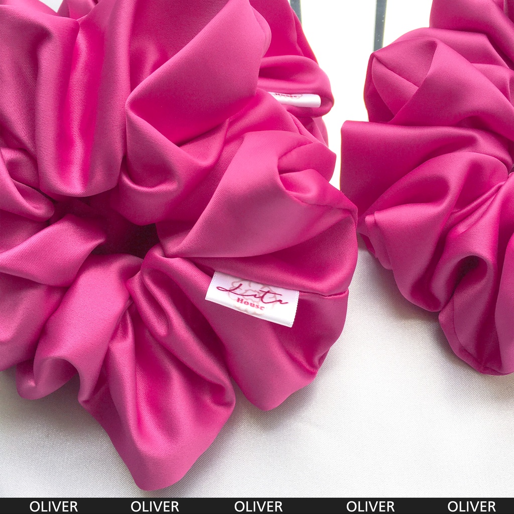OLIVER - Dây chun buộc tóc Satin lì Scrunchies Handmade I Hot Pink