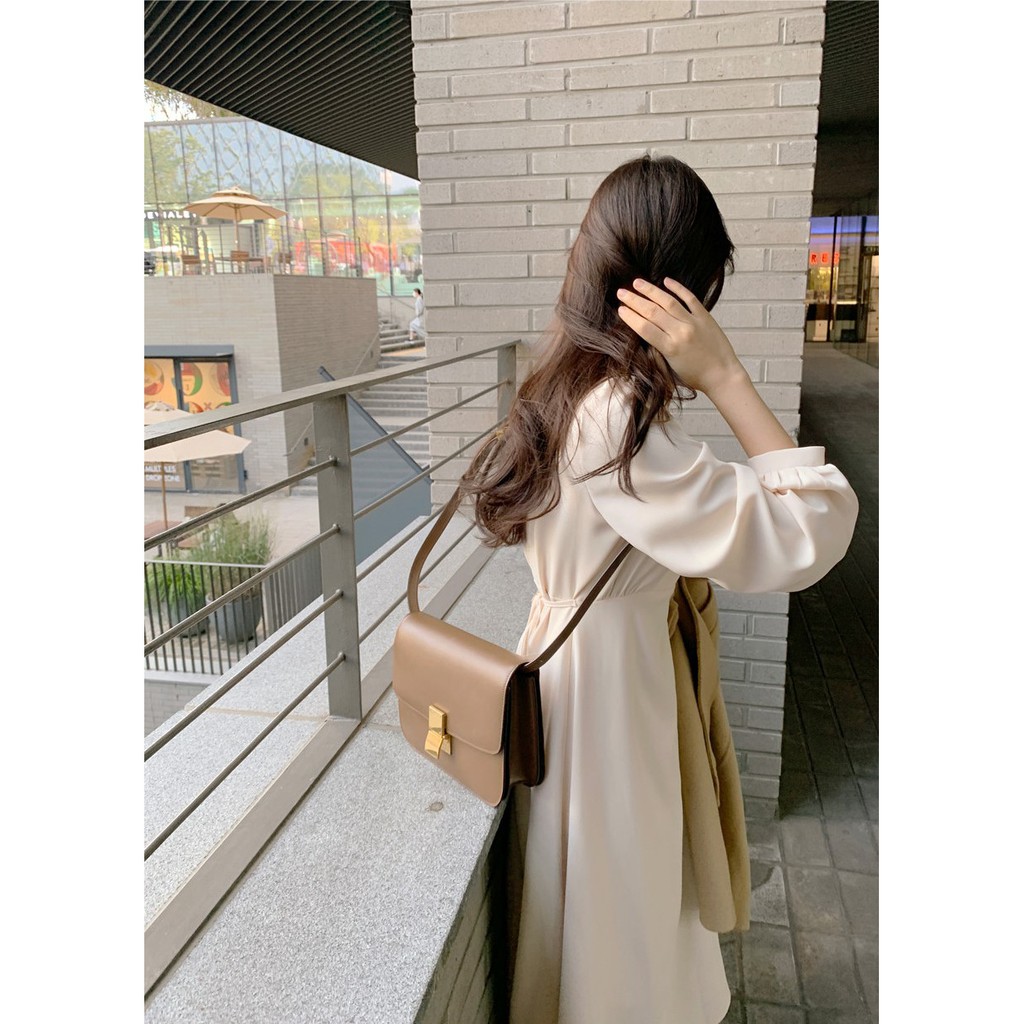 Đầm tay dài cổ chữ V xinh xắn cho nữ 39078