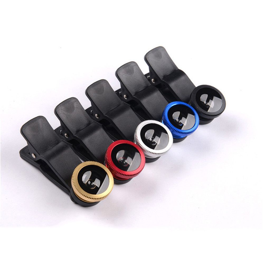 Set ống kính mắt cá siêu nhỏ và góc rộng 0.67X dạng kẹp 3 trong 1 dành cho camera điện thoại