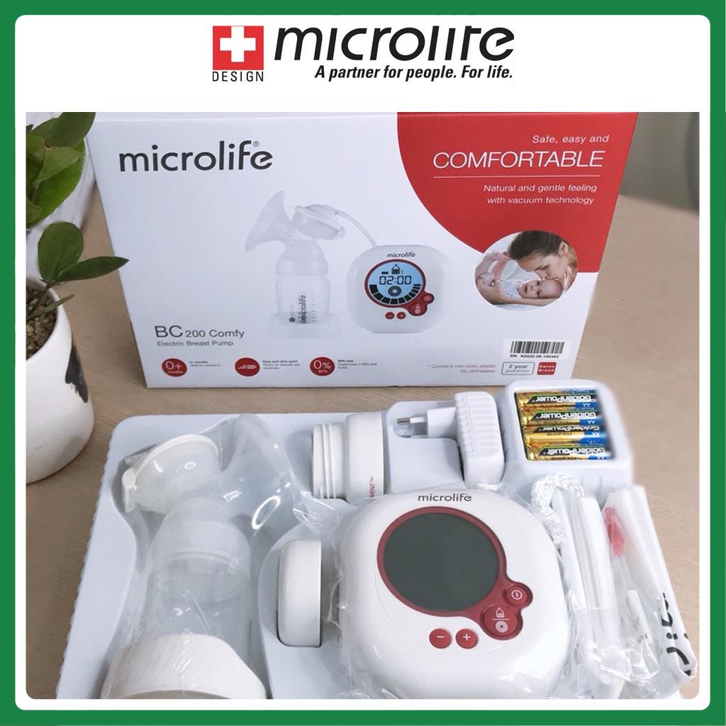 [Thương Hiệu Thụy Sĩ] Máy hút sữa điện Microlife BC200 Comfy - Có Chế Độ Kích Thích Và 10 Chế Hút Sữa Tự Động