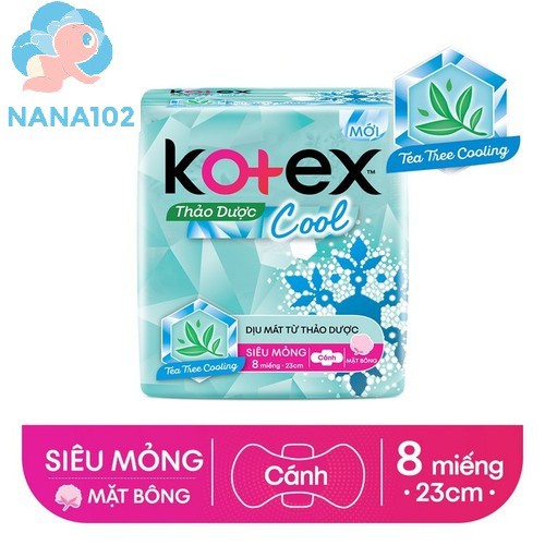 Băng vệ sinh (BVS) Kotex thảo dược cool 8 miếng -23cm