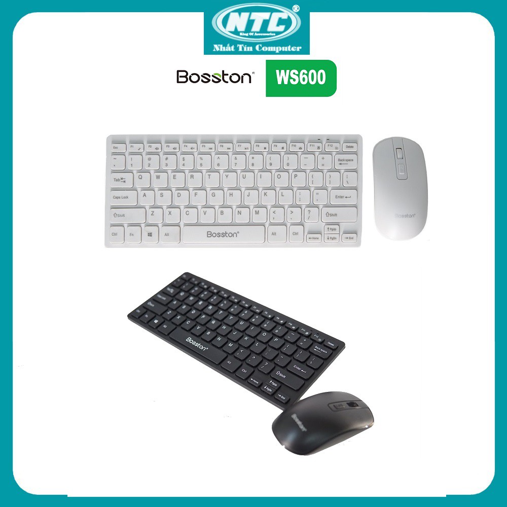 Bộ bàn phím và chuột không dây Wireless mini Bosston WS600 - phím bấm cực êm - Nhất Tín Computer