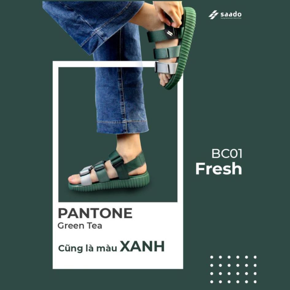 [CHÍNH HÃNG] SANDAL SAADO | BC01 Fresh –  Màu Xanh Rêu Pantone Đế Xuồng | Giày Sandal Nam Nữ Thương Hiệu Mỹ Cao Cấp -az1