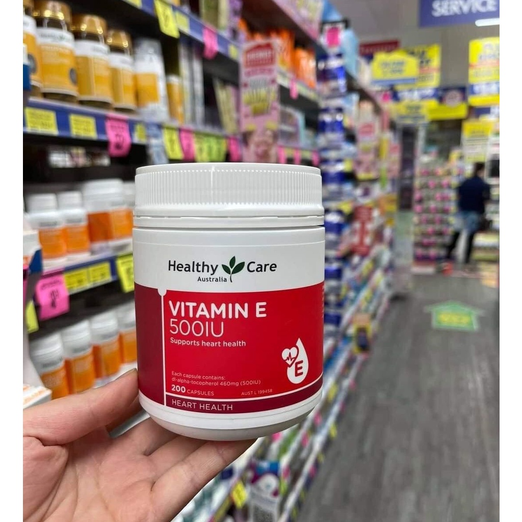 Vitamin E 500UI HealthyCare của Úc, bổ sung Vitamin E 200v Đẹp Da