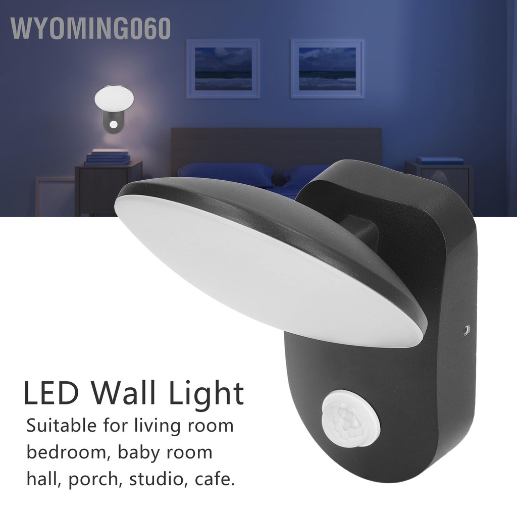 Wyoming060 Đèn tường LED ngoài trời 12W 3000K Ánh sáng ấm áp Cảm biến chuyển động của con người sân vườn cho lối đi ban công 85‑265V