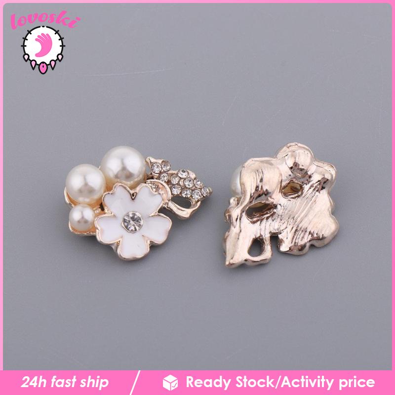 Set 10 NúT Hoa ĐíNh Kim Cương NgọC Trai Giả MàU Đen