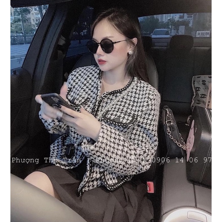 Áo Dạ Tweed Ziczac Hàn Quốc 2 Lớp Cao Cấp (Ảnh Thật) Áo khoác dạ nữ kẻ ô