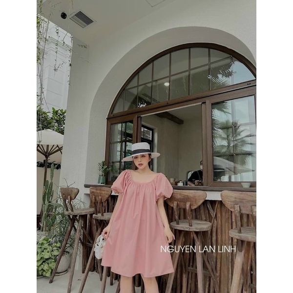 Đầm Suông Cổ vuông Cột dây