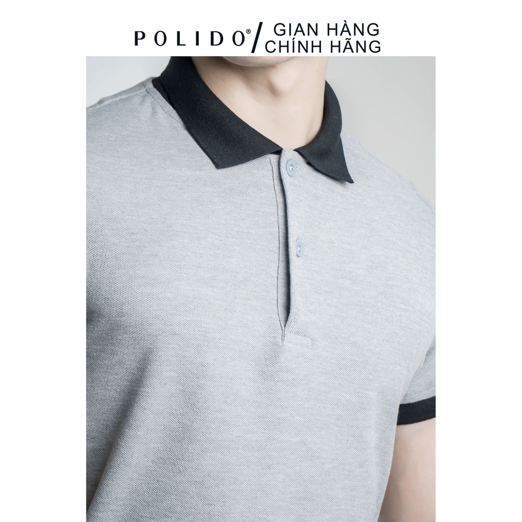 Áo Polo Trơn Phối Bo CEFFYLO Màu Xám Nhạt Vải Cotton 100% Co Giãn Thấm Hút Cực Tốt