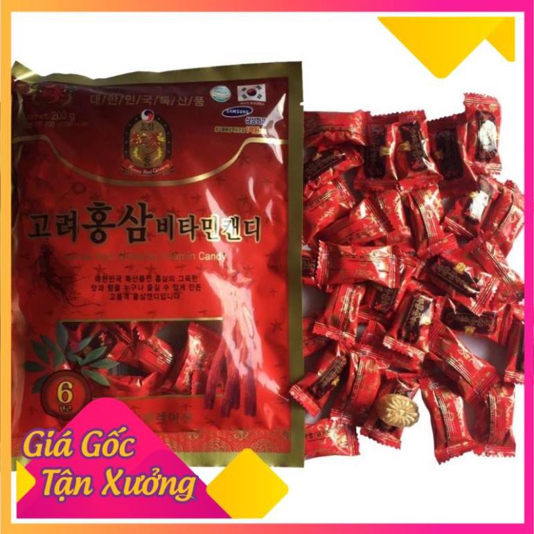 Kẹo hồng sâm vitamin Hàn Quốc giúp tỉnh táo sảng khoái tinh thần gói 200g×2,PP Ánh Dương Korea