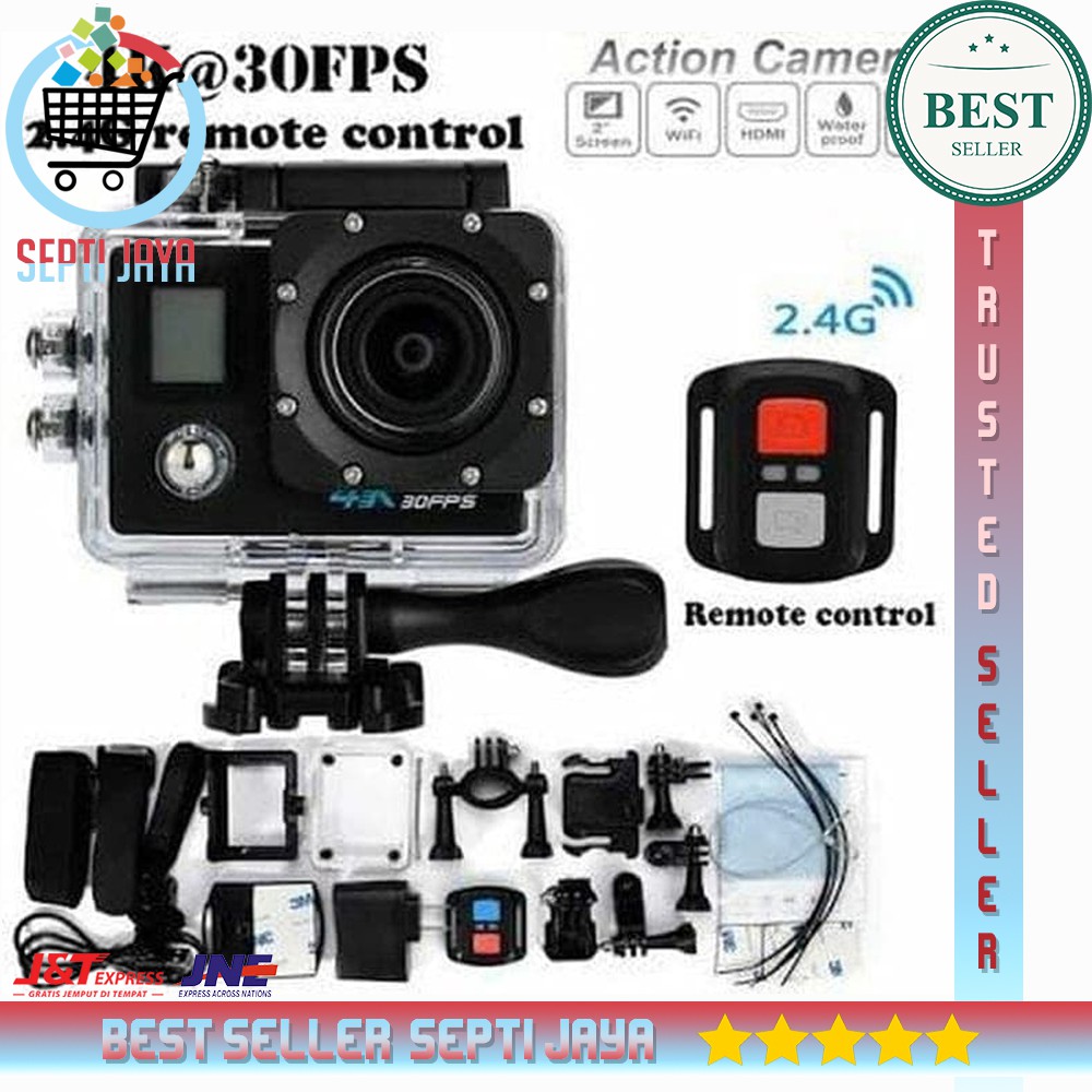 Camera Thể Thao 4k 30fps Wifi 2 Thẻ Nhớ Micro Sd Chống Thấm Nước Lên Đến 64gb