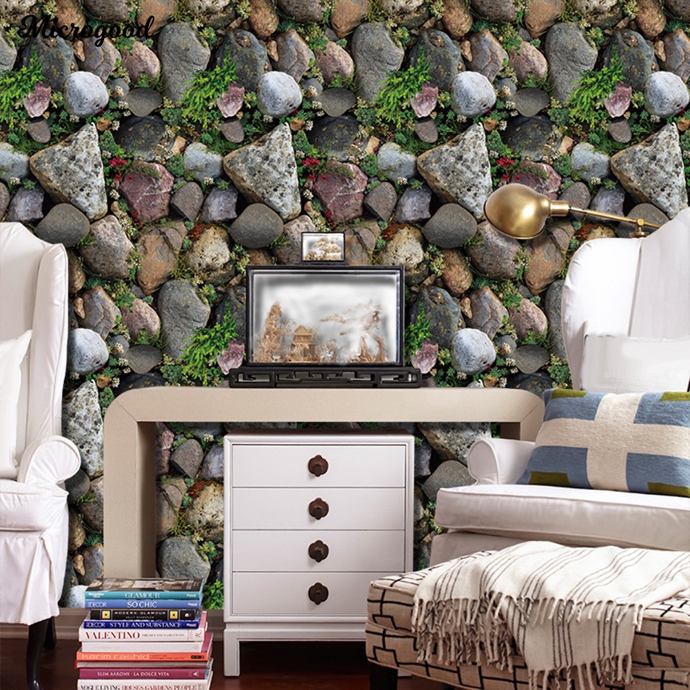 🌠🌠3D Stone Rock Grass Wallpaper TV Background Living Room Cafe Sticker