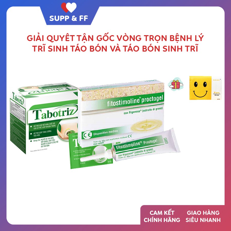 [Dùng được cho bà bầu] - Fitostimoline Proctogel - Đầy đủ nghiên cứu lâm sàng - Combo trĩ + táo bón Tabotriz