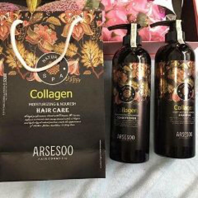 Bộ dầu gội + xả Collagen - Arsesoo chuyên phục hồi mọi loại tóc-cam kết hàng chính hãng