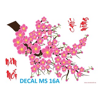 Decal hoa mai trang trí tết