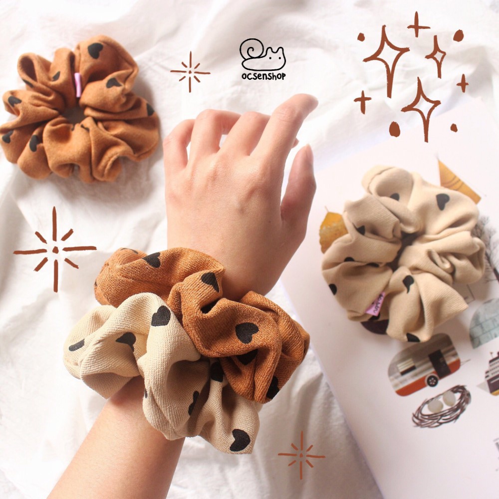 Scrunchie họa tiết trái tim phong cách Vintage | WebRaoVat - webraovat.net.vn