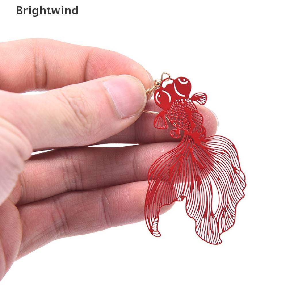 [Brightwind] Fashion Koi Earrings Pendant Hollow Goldfish Drop Earring for Women Gift Jewelry Hot Sell