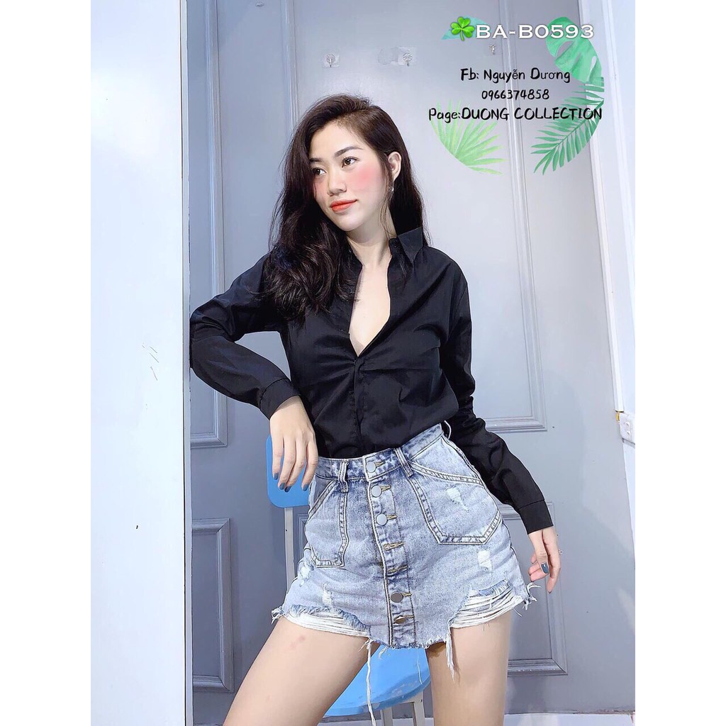 Sơ mi trơn chân phương cực xinh chất vải kate mềm