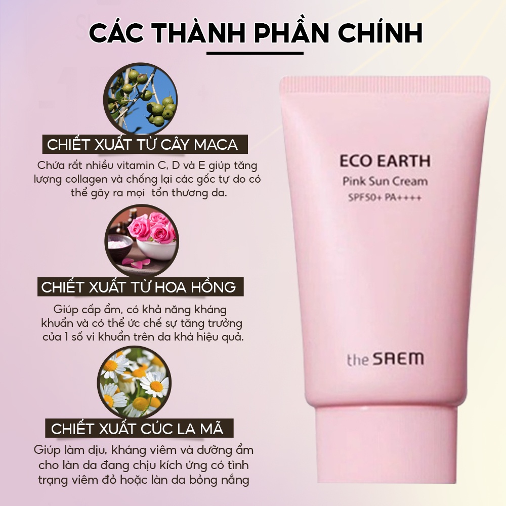 Kem chống nắng giúp bảo vệ trắng sáng da nâng tone TheSeams Eco Earth Power Hàn Quốc SPF 50+ PA+++