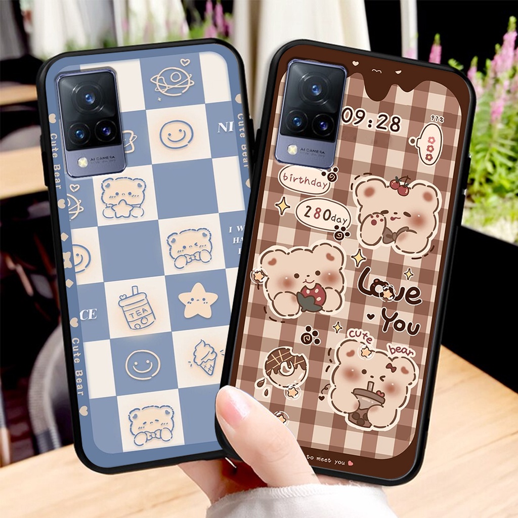 Ốp lưng Vivo V21 5G in hình 3D GẤU cute be@r, soda, happy day cực hot ,thời thượng