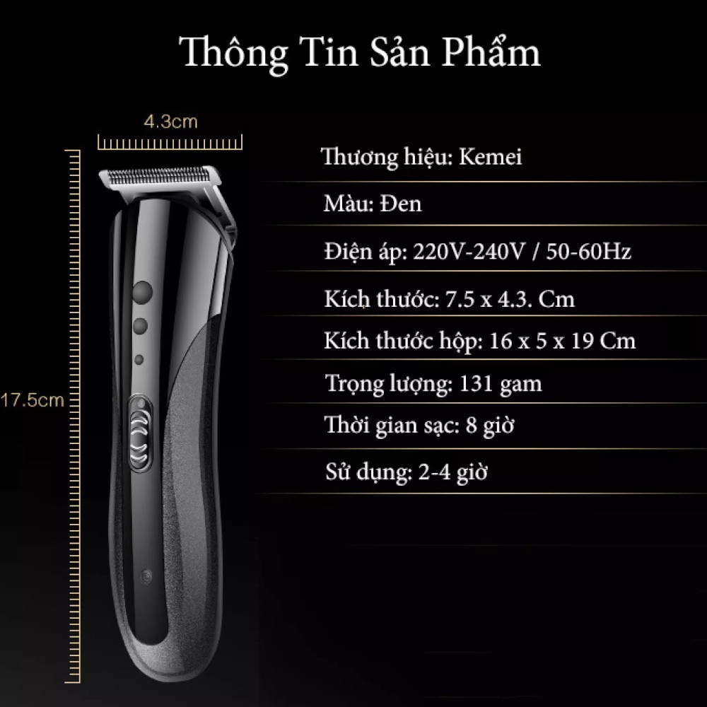 Tông đơ cắt tóc Kemei 1407 3in1 kiêm cạo râu, cắt tỉa lông mũi